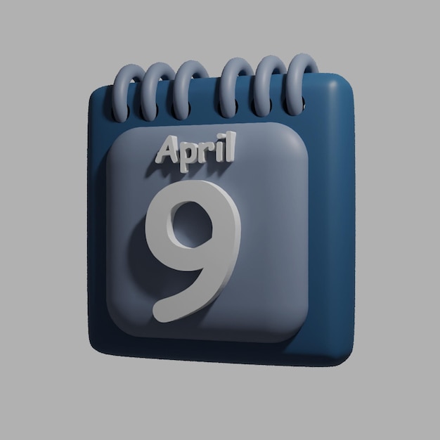 Un calendario azul con la fecha del 9 de abril