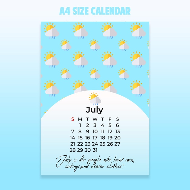 PSD calendario colorido tamaño a4