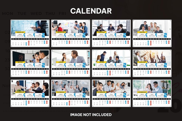 PSD calendário corporativo de negócios