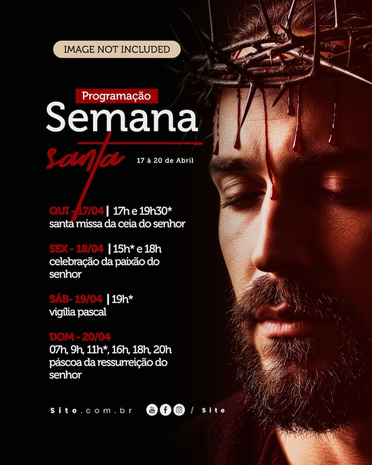 PSD calendário da semana santa páscoa calendário de semana santa editável calendário das mídias sociais programacao semana santa