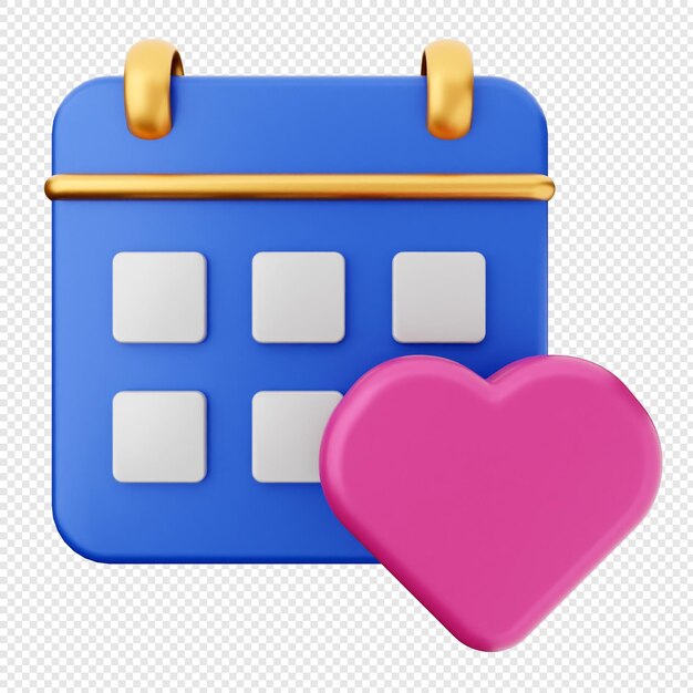 Calendário de amor de Dia dos Namorados 3D