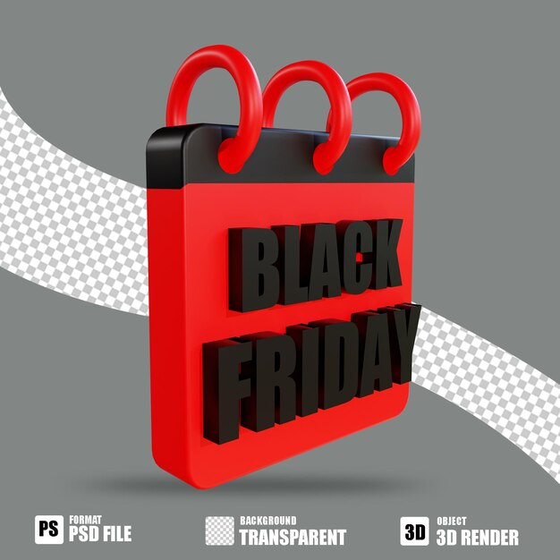 PSD calendário de compras 3d black de sexta-feira 2 para promoção online
