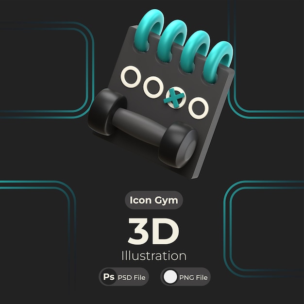 calendário de ginástica de ilustração de renderização 3D