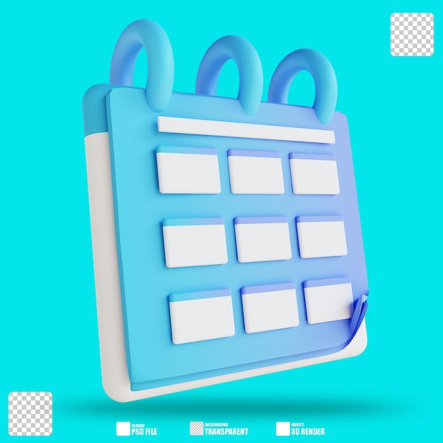 Calendário de ilustração 3d 2