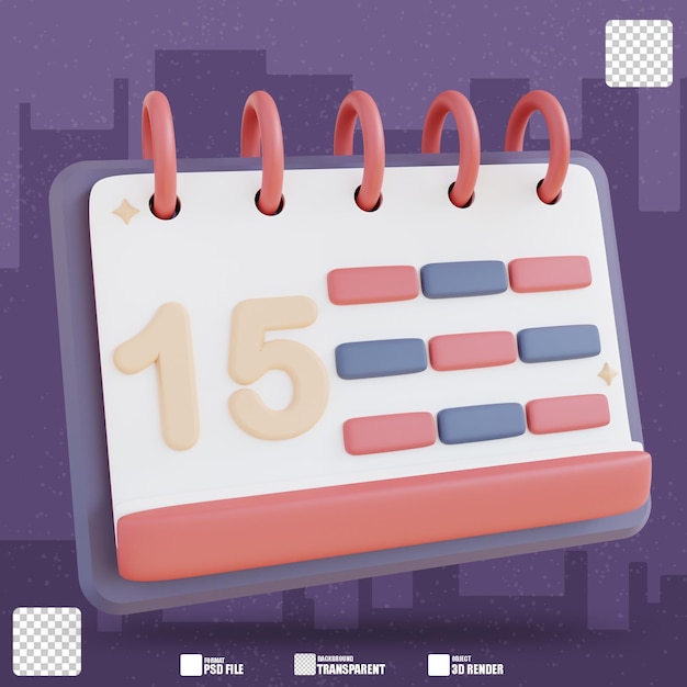 calendário de ilustração 3D 2