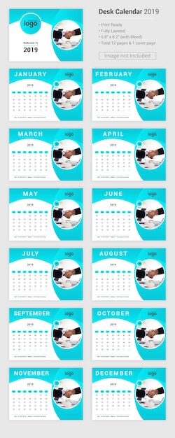 Calendário de mesa 2019 em psd Design