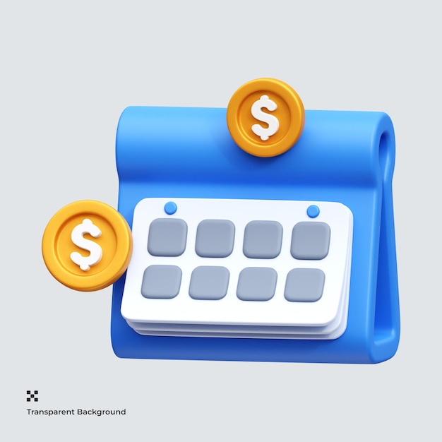 calendário de pagamento ícone 3d
