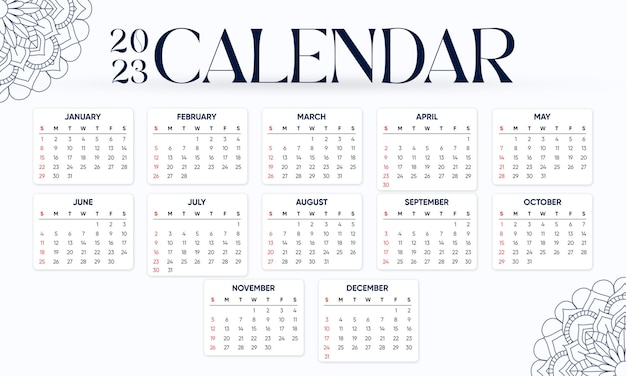 PSD calendário de página de estilo minimalista gratuito de 2023 para o ano novo