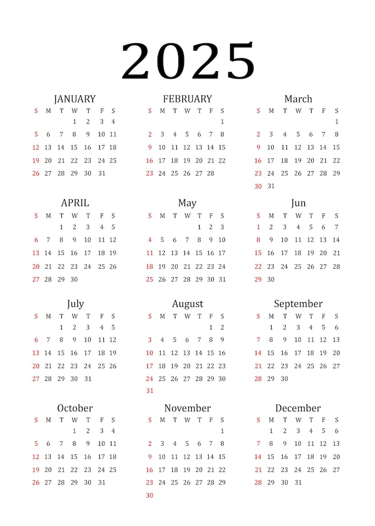 PSD calendário de parede 2025