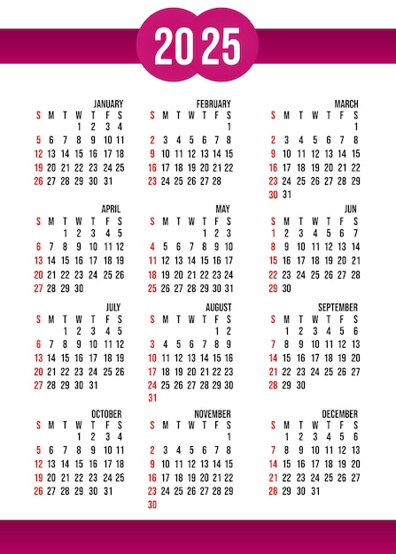 PSD calendário de parede para design de calendário 2025