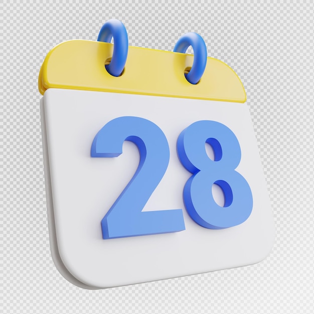 PSD calendário de renderização 3d dia 28