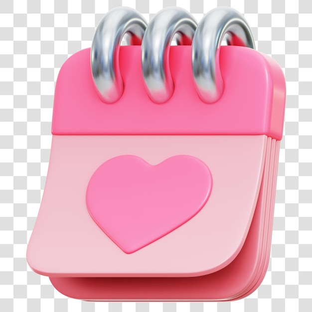 Calendario del giorno di San Valentino 3D Rendering Icon Isolated Transparent Background
