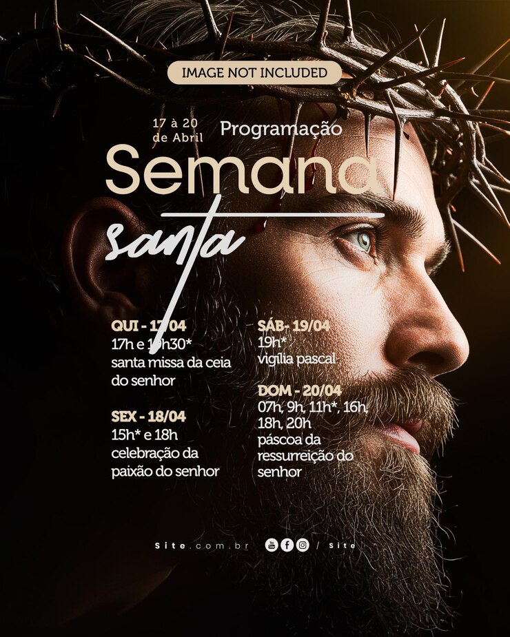 PSD calendario della settimana santa pasqua settimana santa calendario modificabile social media calendario programacao semana santa