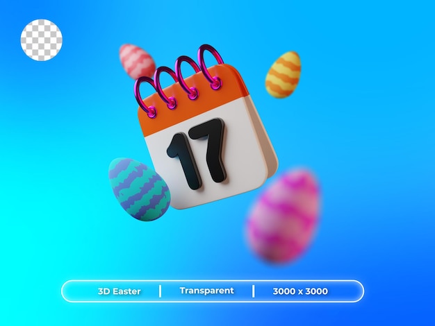 Calendario di Pasqua di rendering 3D