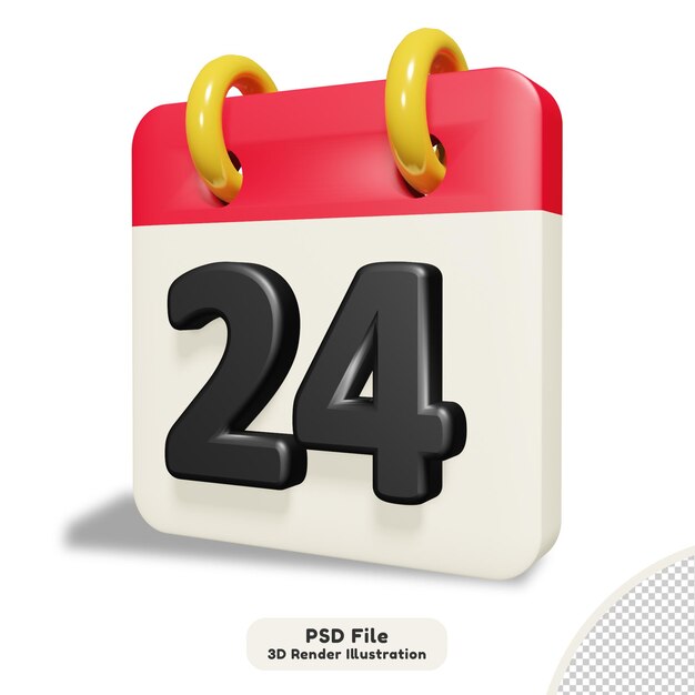 calendario diario 24 aislado 3d renderizar ilustración