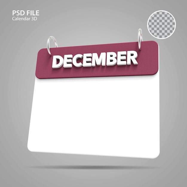 Calendario de diciembre de ilustraciones 3d