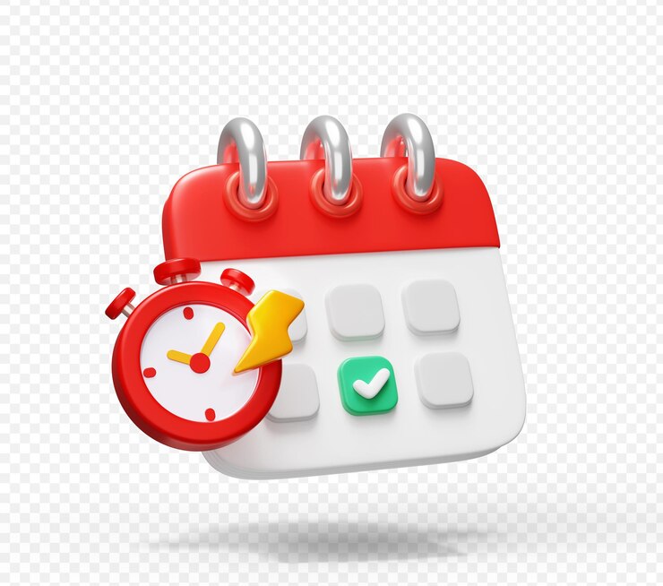 PSD calendário e cronômetro icon com marca de verificação gerenciamento de tempo e agendamento icon lembrete de prazo com ilustração 3d lightning bolt