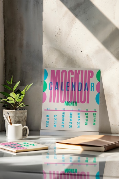 Calendário em maquete de parede