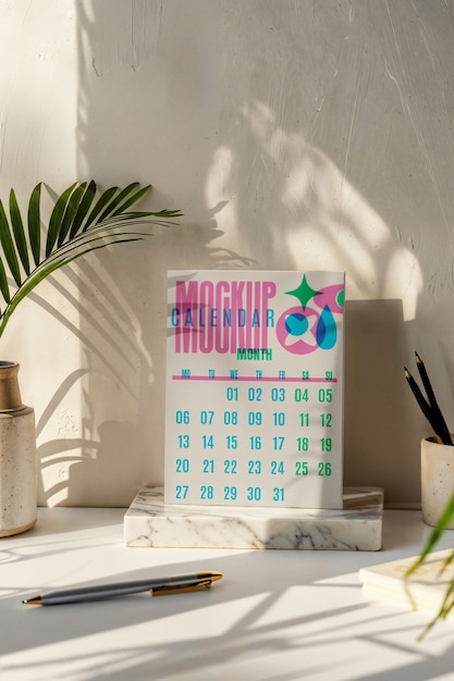 Calendário em maquete de parede