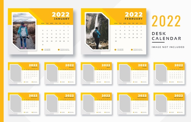 PSD calendario de escritorio 2022 plantilla lista para imprimir