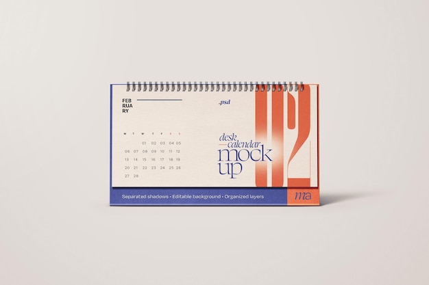 PSD calendario de escritorio horizontal maqueta