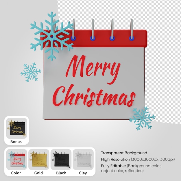 PSD calendario de feliz navidad 3d