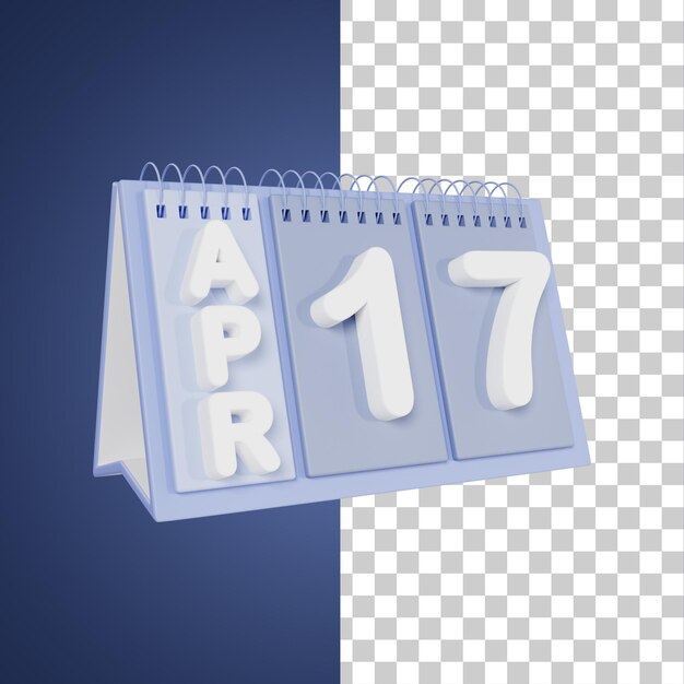 PSD calendario flip desk 17 de abril ilustración en 3d