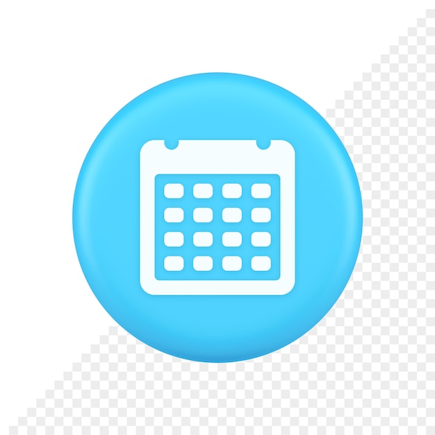 Calendario horario botón agenda evento cita recordatorio 3d icono realista