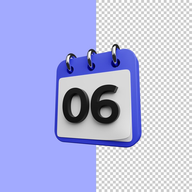 Calendario icono ilustración día 6 3d render 3d icono