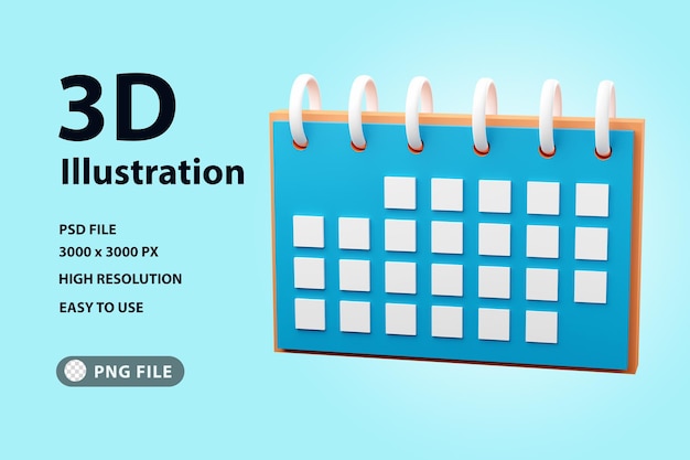 Calendario de icono de renderizado 3D