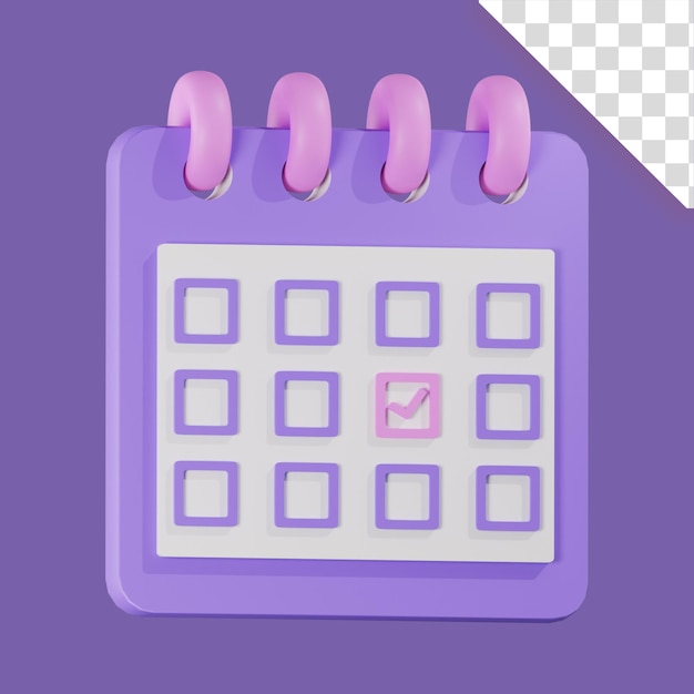 PSD calendario de ilustración 3d