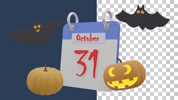 PSD calendario del mes de octubre 3d