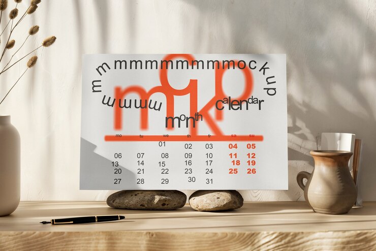 PSD calendario en el modelo de pared