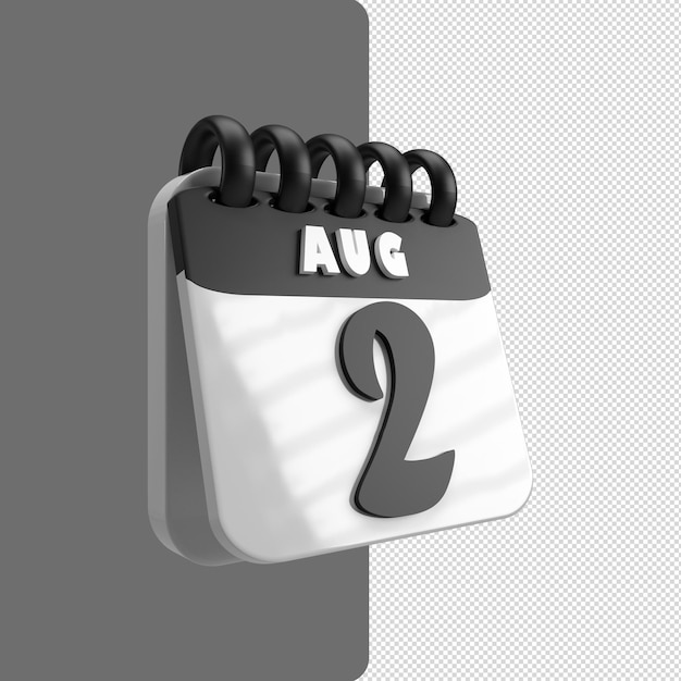 Calendario negro 3d AUG PSD