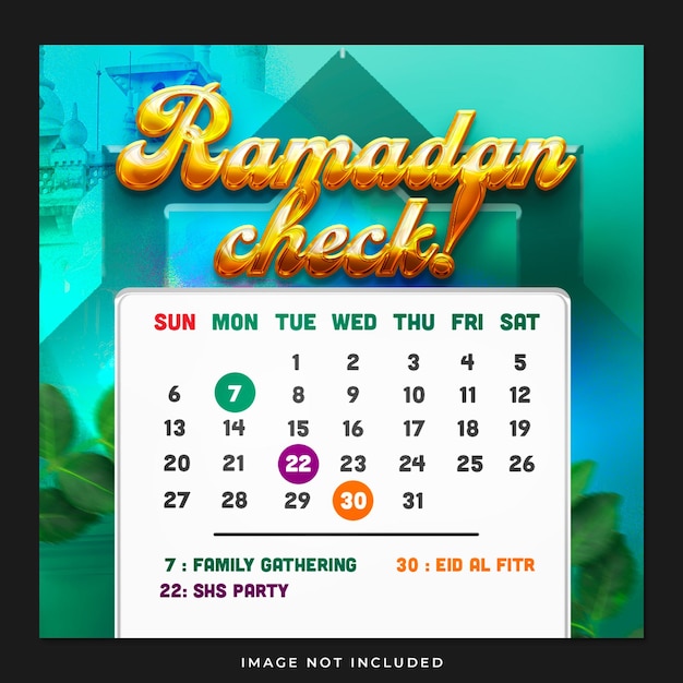 Calendario de Ramadán Evento Publicación de Instagram