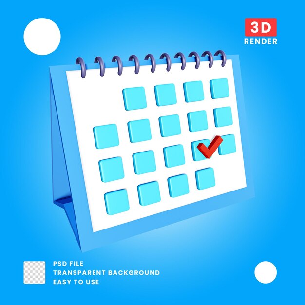 PSD calendario de render 3d