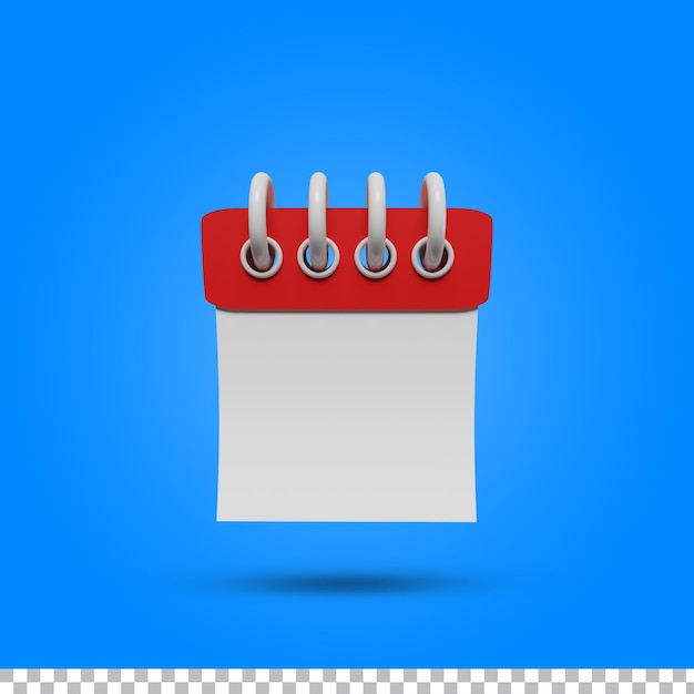 calendario de renderizado 3d con espacio en blanco limpio para diseño o icono vista en perspectiva de ilustración 3d