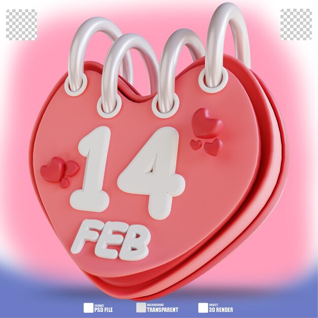 PSD calendario de san valentín de ilustración 3d 4