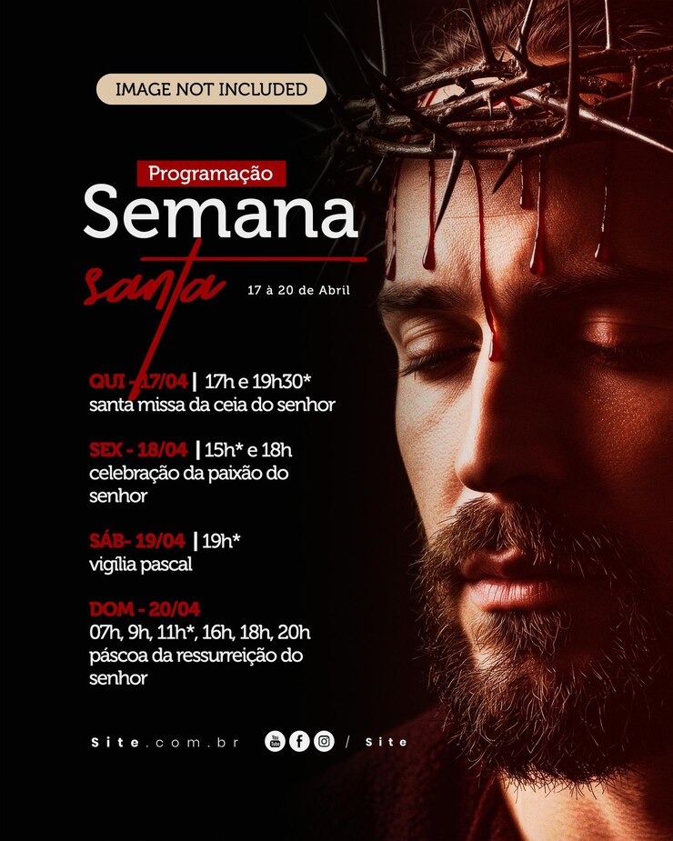 PSD calendario de la semana santa semana santa de pascua calendario editable de las redes sociales calendario programacao semana santa