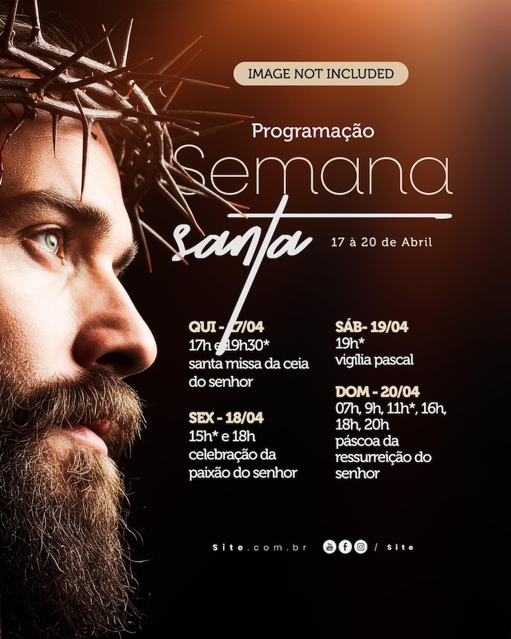 PSD calendario de la semana santa semana santa de pascua calendario editable de las redes sociales calendario programacao semana santa