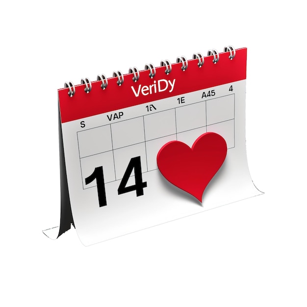 PSD calendario tearoff con el día de san valentín 14 de febrero de 2023