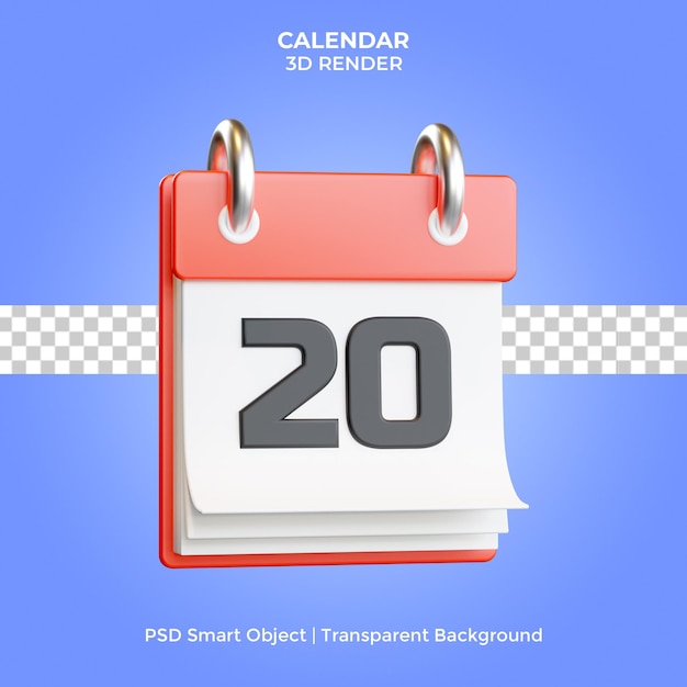 PSD calendário vermelho 3d render isolado premium psd