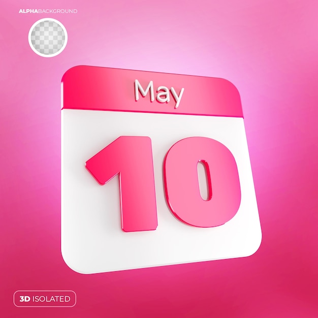 Calendrier 10 Mai 3d Psd Premium