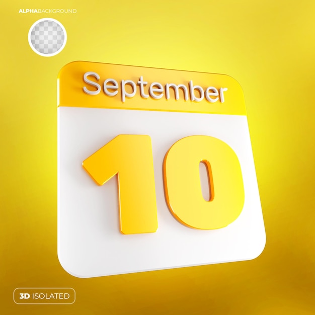 PSD calendrier 10 septembre 3d psd premium