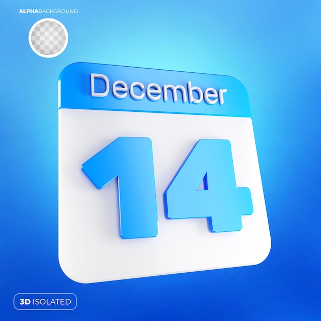 Calendrier 14 Décembre 3d Psd Premium