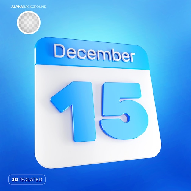 Calendrier 15 Décembre 3d Psd Premium