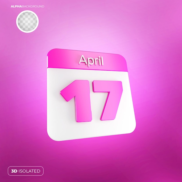 Calendrier 17 Avril 3d Psd Premium