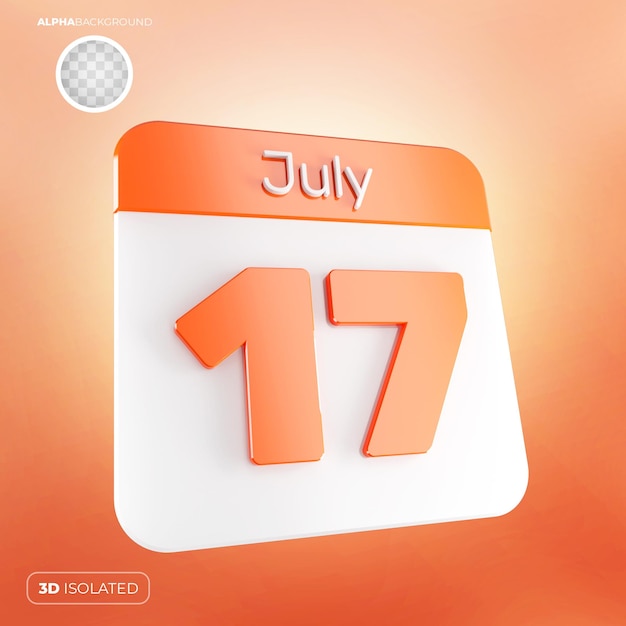 PSD calendrier 17 juillet 3d psd premium