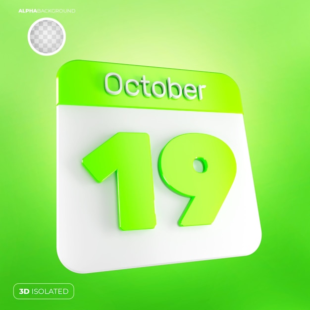 Calendrier 19 Octobre 3d Psd Premium