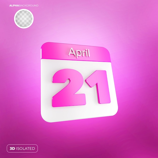 Calendrier 21 Avril 3d Psd Premium